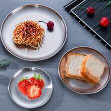 Juego de 2 platos de acero inoxidable, bandejas de metal para cena de 5.5 pulgadas para aperitivos, frutos secos, dulces, plato para camping, a prueba de roturas y aptos para lavavajillas - Oro de 9 pulgadas - Ver 10