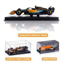 Burago Modellino in lega di  MCL36 F1 in edizione da collezione 1:43, con casco del pilota da corsa e custodia in plexiglass premium, per gli appassionati di auto, edizione limitata che celebra 14 anni di storia delle corse