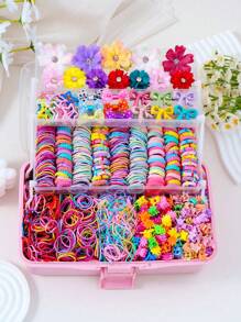 805pcs Girls Colorful Bow Hair Clips, Simple Elastic Hair Bands, Fashionable School Style Hair Accessories, Vibrant & , Suitable For Girls, Birthday Gifts, Party Decorations