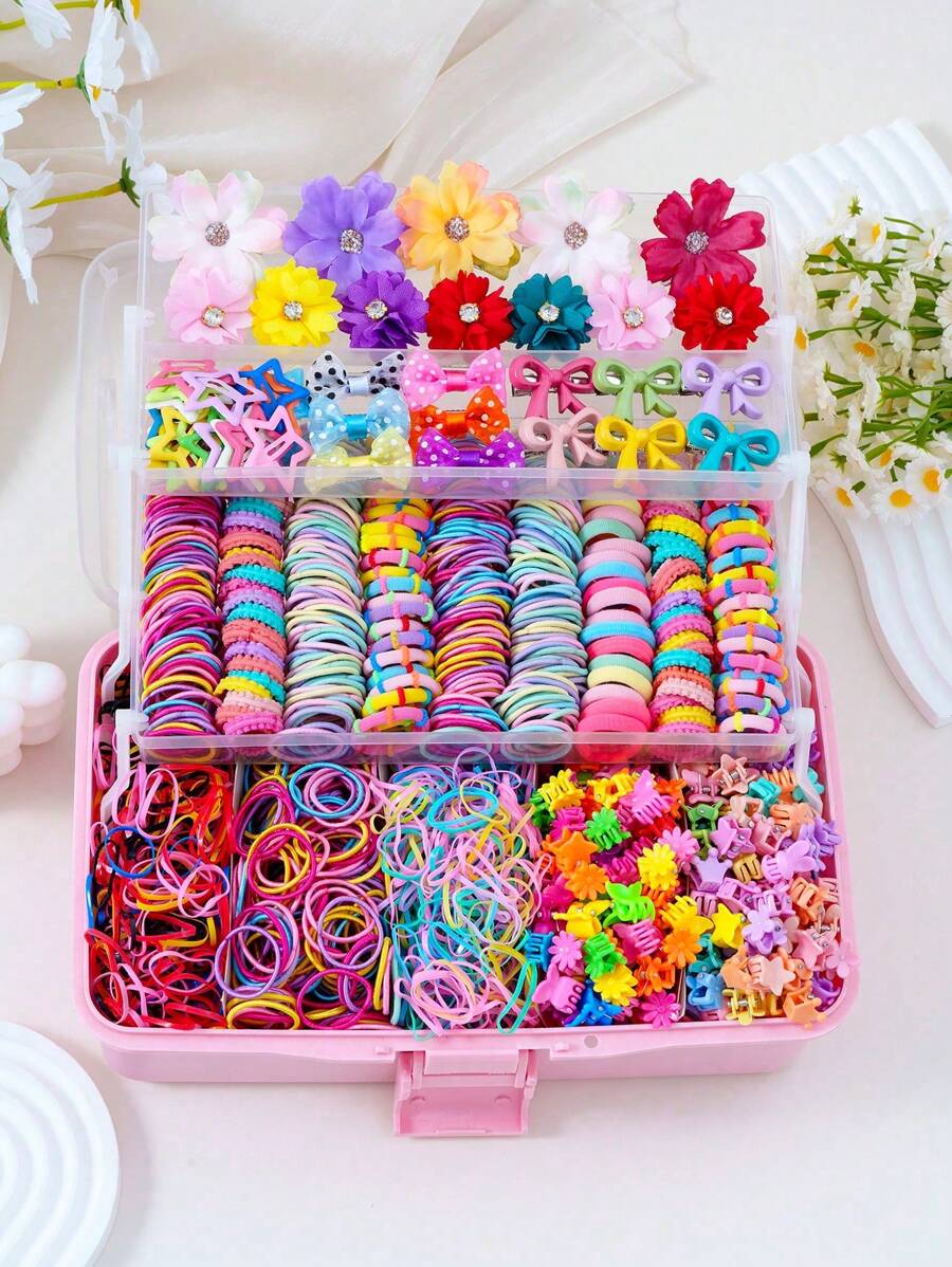 805pcs Girls Colorful Bow Hair Clips, Simple Elastic Hair Bands, Fashionable School Style Hair Accessories, Vibrant & , Suitable For Girls, Birthday Gifts, Party Decorations