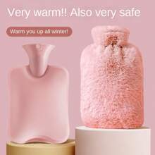 1 Stück Wassergefüllte Wärmflasche mit Plüschüberzug, geeignet für Mädchen, kann als Heizkissen, Baucherwärmer, Wärmflasche verwendet werden, kleine Größe, tragbar, kann mit Wasser gefüllt werden, warme Hände, kann mit Wasser gefüllt werden, Handwärmer