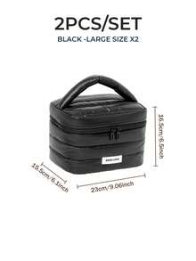 1 szt. Duża pojemność kosmetyczki, przenośna kosmetyczka, duża pojemność podróżna kosmetyczka organizer, czarna kosmetyczka dla kobiet dla dziewcząt podróżujących z uchwytem i przegrodą, wodoodporna kosmetyczka podróżna organizer na akcesoria, szampon, pełnowymiarowy pojemnik, kosmetyki, boho vibes, na wakacje na plaży, kolekcja łazienkowa, kolekcja sypialniana, duża pojemność