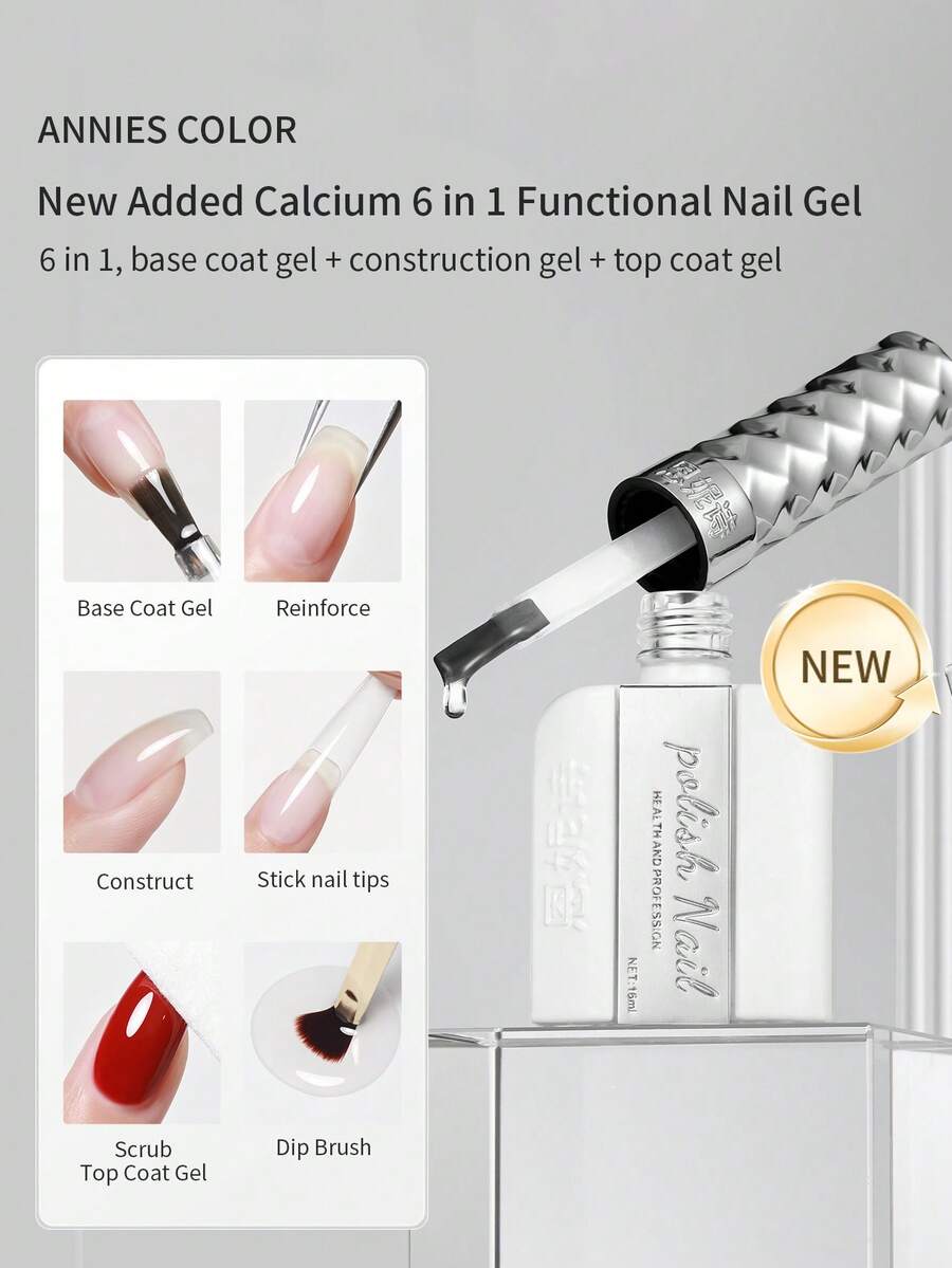annies 16ml/1 pieza Esmalte de gel de 6 en 1 multifuncional, fortalecedor y reforzante, para uso profesional en salones - Multicolor - Ver 1