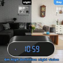 Digital Alarm Clock With Camera, Hidden Security 1080P HD Camera Round Electronic Clock With Motion Detection/Night Vision For Home And Office Security - 黑色 - 查看 2