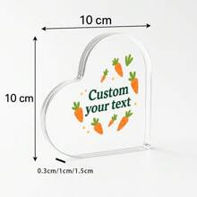 1pc Acrylic Ornaments Personalized Easter Heart Acrylic Plaque With Carrot Design, Custom Text Clear Keepsake For Spring Holiday, Cute Easter Gift For Kids, Friends, Family, Table Decor For Easter Sunday, Bunny Festival Decoration, Transparent Acrylic Ornament, Easter Home Gift Idea For Her Or Him