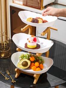 1 套 3 层塑料水果/零食托盘，多用途收纳盘，适用于家庭厨房餐厅，适合茶具、甜点、饼干、面包、婚礼、派对、礼物、生日