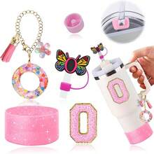 6PCS Cup Accessories Set For 30oz 40oz, Compatible With Stanley Cup Letter Charms For Handle Silicone Boot,Straw Cover Topper & Sticker (Letter S) - Letter O - View 1