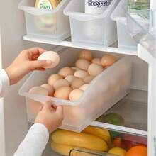 Egg Storage Basket With Pull-Out, Specialized Refrigerator/Freezer Beverage Organizer, Kitchen Organizing Box - Multicolor - View 1