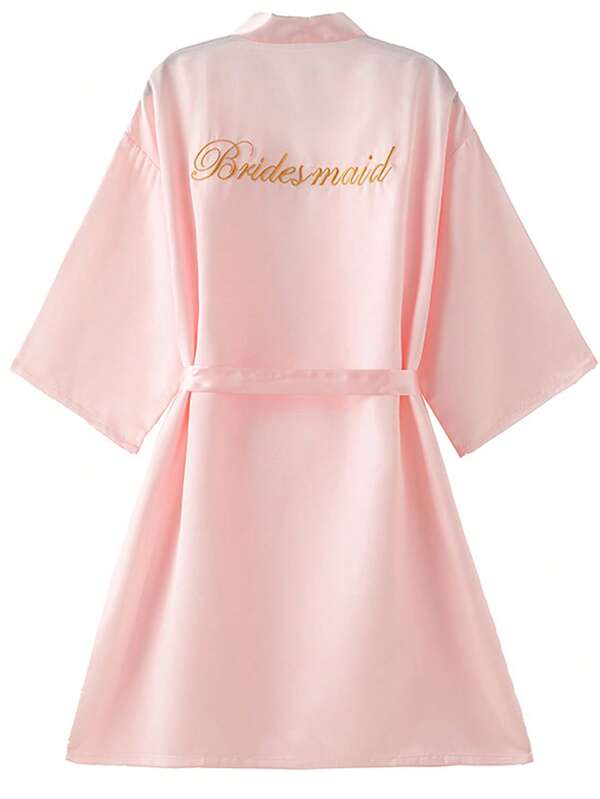 1PC Bathrobe,Bride & Bridesmaid Dress Gown Initial Letter Robe, Morning Robe And Sleeping Robe,Bridal Party Prep Wear, Wedding Ceremony & Reception Accessories Pajama Ladies Spring Summer Wedding Bridesmaid Pajama Bride Dress Bestie Party Embroidered Bathrobe Bride Bathrobe Wedding Party Wedding Supplies Outdoor Wedding Holiday Party Supplies Back To School