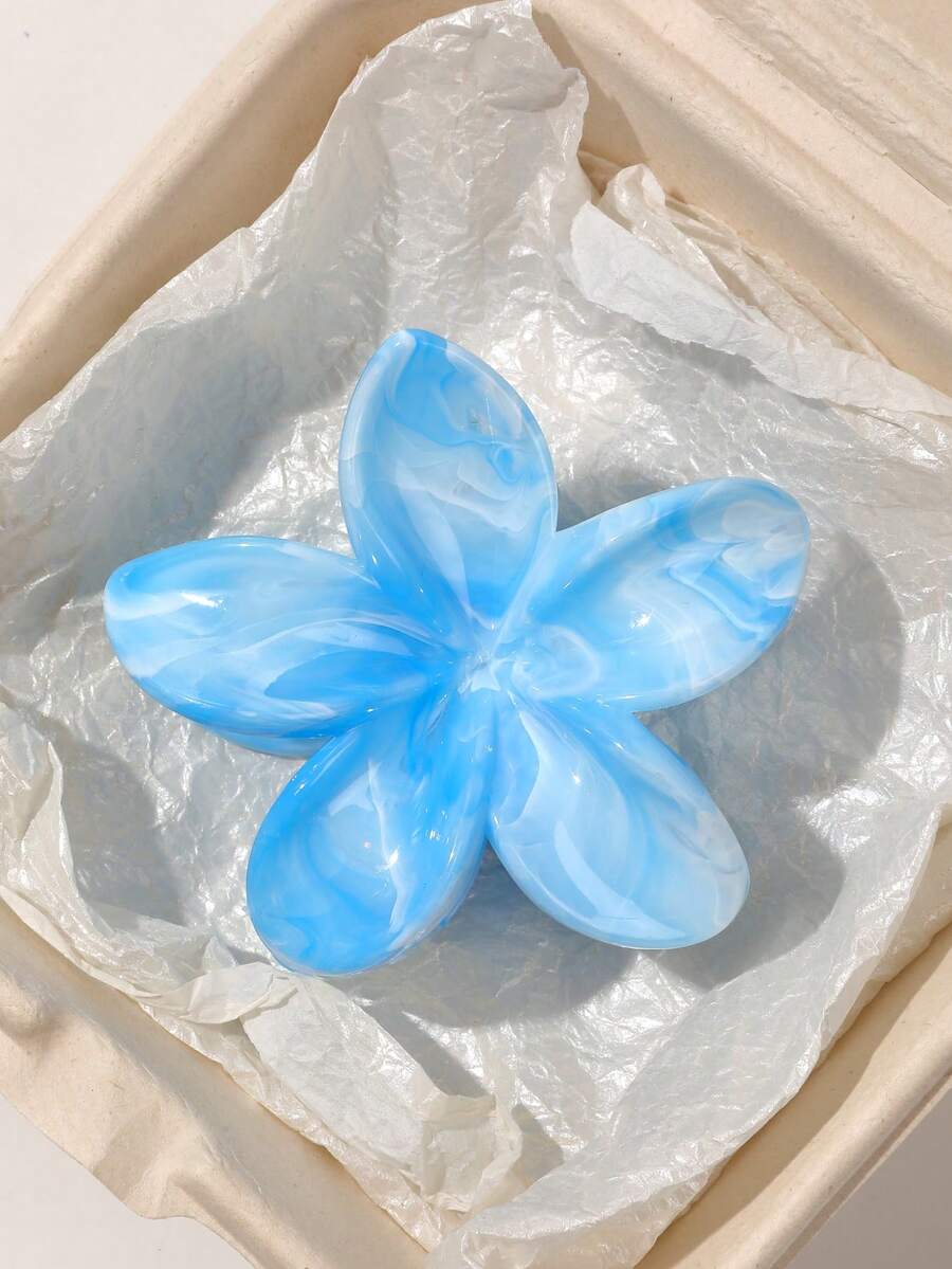 1件波西米亚风扎染大理石纹茄花发爪夹,沙滩度假发饰,时尚优雅发夹,适合秋冬季节、夏季度假、节日、派对等场合。 - 彩色 - 查看 1