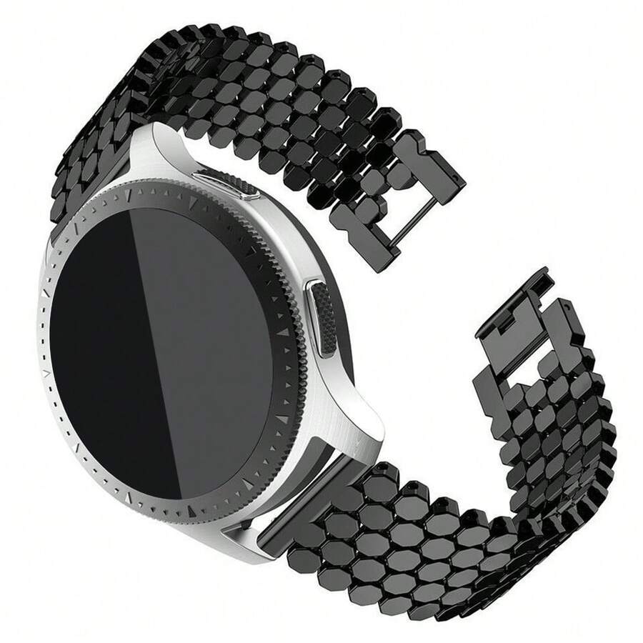 20/22 毫米时尚金属表带，鳞片设计兼容三星手表 7 6 5 4 3 5pro 4/6classic Active，适用于 /Amazfit/Garmin/Realme，适用于 Amazfit Watch Bip 5 GTR GTS 4/3/3pro/2/2e，男女通用