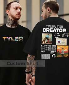 Tyler Singer The Creator Rapper Album Musical Flower Boy T-Shirt Streetwear Blouse - 黑色 - 查看 1