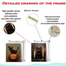 2 pièces Impression murale d'art chat noir pour Halloween, décoration d'horreur, décoration de maison de campagne sombre, impression gothique d'Halloween, impression cœur sorcière, cadeau chat lady Halloween, art mural, affiches, art mural avec cadre pour salon, chambre à coucher, bureau, etc. - Parfait pour les vacances, murales, affiches, cadeaux d'anniversaire, cadeaux de remise des diplômes! Fait de canevas (cadre en option)