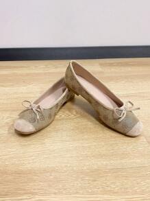 Bailarinas de mujer, zapatos con punta cuadrada de moda, suela blanda deslizante, zapatos planos versátiles, bailarinas con lazo de color flor de durazno para mujeres, talla grande