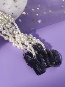 1pc/6pcs Faux Pearl Hair Clip Braiding Clips Long Hair Extension Chain DIY Accessories Fashion Hair Band Masquerade Accessories For Women, Head Chain, Head Pieces Jewelry