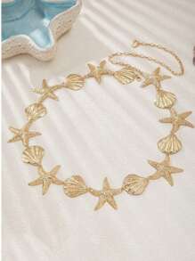1 pièce Chaîne de taille décorative avec étoile de mer et coquillage élégante, convient pour le port lors de vacances à la plage pour femmes