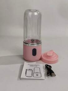 1 pieza Licuadora/Exprimidor portátil 2 en 1 con diseño de doble vaso, cuchillas de acero inoxidable, recargable por USB, fácil de limpiar para hacer smoothies, cubitos de hielo, uso en cocina y exterior, regalo perfecto para el Día de San Valentín y Día de la Madre | Diseño moderno y elegante | Plástico ABS grado alimentario