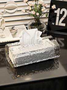 1 pieza Portarrollos de papel higiénico transparente para baño, caja de pañuelos ovalada para encimera de baño, caja de pañuelos faciales para mesa de salón, dispensador de toallas de papel con diseño de ola de agua, caja de pañuelos minimalista y elegante para mesa de café o comedor