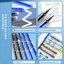 12pcs 0.5mm Blue Refillable Erasable Gel Pens, Magical Erasable Ink Pens, Full-Length Ink Reservoir, Office & Student Stationery, School Supplies,Back To School - Multicolor - View 4