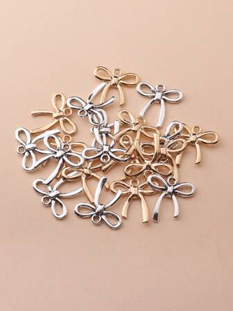 20pcs Vintage Zinc Alloy Electroplated Bowknot Pendant, DIY Necklace, Earring, Keychain Accessories