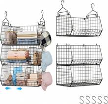 3 Tier Closet Hanging Shelves With Divider, Extra Large Closet Organizers And Storage, Clothes Hanging Organizer Clothing Sweaters Handbags Clutches Accessories - Black and White - View 1