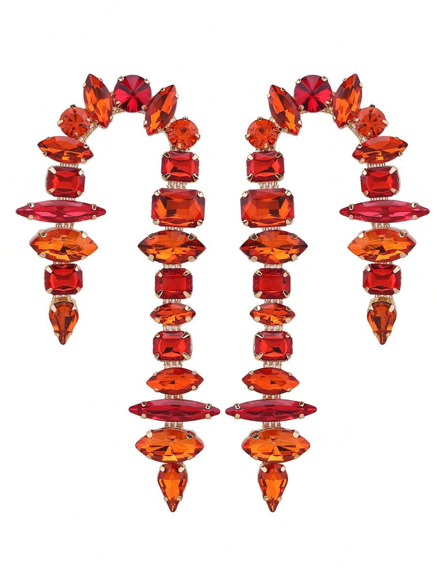 sehuoran 情人节礼物吊坠耳环闪亮流苏设计镶嵌水钻搭配日常服装派对配饰奢华珠宝 - Style 1 - 查看 1