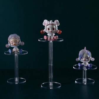 Round Display Riser, Clear Acrylic Jewelry Storage Racks For Figure Clay Figure Blind Box Cosmetics Perfume Knick-Knacks