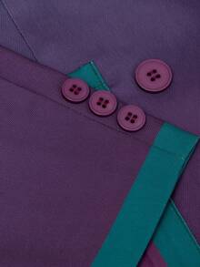 HOMEYEE 翻领长袖印花衬衫，复古优雅休闲商务职业OL上衣，适合春夏秋冬 - 綠色 - 查看 5