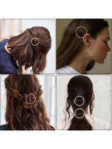 2 Peças/1 Peça/Conjunto Clipes de Cabelo Retrô Elegantes de Liga de Zinco Redonda - Clipe de Cabelo Forte e Antiderrapante para Mulheres e Meninas, Presilhas de Estilo Francês para Coque/Coque, Dourado e Prata (Para Cabelo Fino/Grosso)