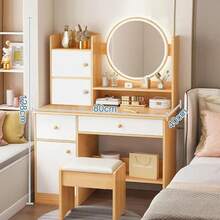 Tocador Multifuncional Que Incluye Espejo, lámpara Y Taburete - Tipo de Enchufe A USA (110-127V) - Ver 10