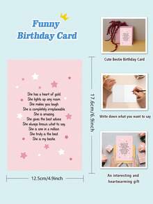 1 张可爱闺蜜生日贺卡、送给闺蜜的诗歌生日贺卡、送给女士的闺蜜生日贺卡、送给闺蜜、闺蜜、灵魂伴侣的友谊贺卡 - 彩色 - 查看 3