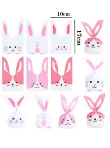 50 PZAS - Buen regalo de Pascua, bolsa de dulces de Pascua, muchos, bolsa de dulces, bolsa pequeña de plástico para Pascua, bolsa de aperitivos de fiesta de Pascua, para sándwiches y galletas, bolsa de regalo del conejito de Pascua, bolsa de aperitivos de fiesta de Pascua de plástico, lazo retorcido, para regalos de fiestas, suministros para bodas y cumpleaños, el color y el estilo son aleatorios.