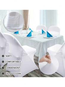 100pcs Chair Cover Polyester Spandex Chair Cover Stretch Cover For Wedding Party Dining Room Folding Chair Cover (Black, White)