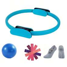 8-Piece Pilates Ring Set - Women's Home Fitness Equipment - Pilates Ring, 25cm Pilates Mini Yoga Fitness Ball, Yoga Socks, 5-Color Resistance Band, Suitable For Exercising Legs, Arms, Thighs, Etc. At Home