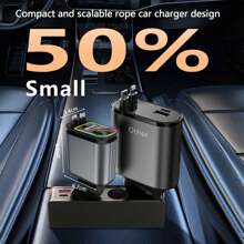 [现代汽车最佳选择] W&O 7 色氛围灯和红色星空投影仪灯伸缩车载充电器，呈现浪漫的车内氛围，4 合 1 快速手机充电器，双伸缩充电线，双充电端口，快速充电，美化您的汽车，兼容 16-11 系列、Android S25/S24/S23 Ultra、Pixel 等，送给车主的礼物，提升驾驶体验