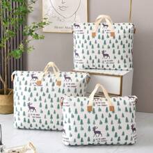 1pc Clothes Storage Travel Bag, Garment Blanket Organizer, Luggage Bag - Newly Upgraded Thicker Anti-Scratch & Anti-Puncture, Wider Reinforced Handle, Foldable Storage, Suitable For Home, Office, Travel, School, Etc. - Random Print Pattern - Print Pattern Placement Is Random
