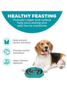 Outward Hound Fun Feeder Slo Bowl, Slow Feeder Dog Bowl, Medium/, Turquoise