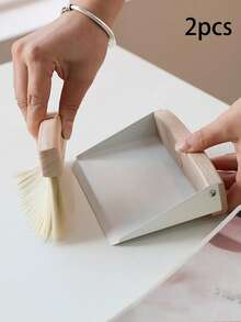 Portable Mini Dustpan And Broom Set - Multifunctional Wooden Handle Cleaning Brush Kit For Desktops, Keyboards And Small Gaps - , Seamless Cleaning, Easy To Use