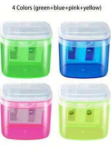 4pcs Manual Pencil Sharpeners With Lid, Handheld Dual Hole Sharpeners For Colored Pencils, Portable Sharpeners For Classroom, Office, Christmas Gift Ideas