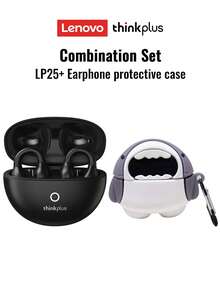 Lenovo LP25 Earphone Bluetooth dengan Casing Pelindung, Earbud Olahraga Konduksi Tulang, Bluetooth 5.4, Suara Surround, Peredam Kebisingan ENC, Gaming Latensi Rendah, Daya Tahan Baterai Lama, Kontrol Sentuh Cerdas, Nyaman, Kompatibel dengan Perangkat Apple & Android - Casing Pelindung Hitam + Hiu - View 12