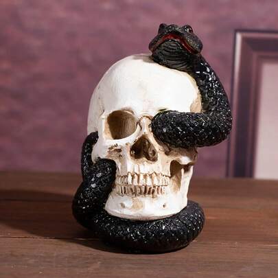 Adorno de calavera, escultura decorativa de resina, cabeza humana novedosa, estatua de esqueleto, adornos para la cabeza, regalos coleccionables, decoración de Halloween, decoración para el hogar, bares y fiestas.