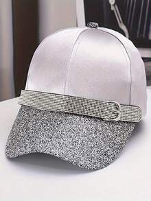 1pc Fashionable Women Rhinestone Embellished Casual Adjustable Baseball Cap - Sun Protection And Stylish Peaked Hat With Sparkling Button - Multicolor - View 3