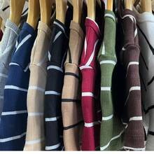 Kit 3 Women's Short Sleeve T-Shirt Blouse Plain And Striped Ribbed Cotton Long Basic - KIT 3 BEIGE STRIPED - View 5