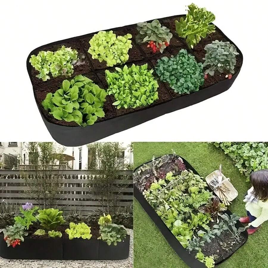Extra-Large 8-Grid Raised Garden Bed Kit, Contemporary Style, Durable Weather-Resistant Rectangular Planter, Floor Mounted, With Indoor/Outdoor Accessory Components For Vegetables, Flowers - màu đen - Xem 1