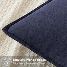 Local Delivery- Decorative Linen Pillow Covers 18x18 Inch Natural Beige ​Boho Farmhouse​ ​Neutral Couch Throw Pillows For Bed Pack Of 2 Accent Outdoor Pillowcase Modern Sofa Cushion Livingroom Home Decor - Navy - 查看 2