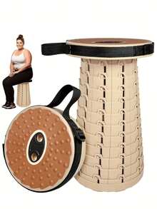 1pc Ultra Comfortable Portable Folding Stool PU Cushion - 12 Levels Height Adjustable, 500lbs Load Capacity, Great For Camping, Fishing, Expo, Hiking And Barbecuing