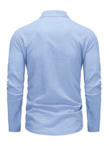 Camicia henley a maniche lunghe da uomo, con collo bottondato, a disegno a righe e quadri, casual e confortevole, in tessuto morbido, per uso quotidiano, estivo, da spiaggia e vacanza, con maniche arrotolabili, abbigliamento maschile di moda, adatto all'uso all'aperto, vestibilità classica, versatile, leggera, maglietta da uomo per uso quotidiano
