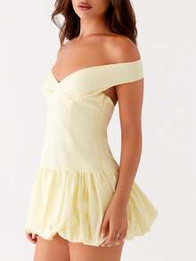 Women White Graduation Dress Summer Backless Bow Tie Bodycon Mini Dresses Y2k Square Neck Short Dresses For College - Yellow - View 4