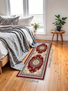 1 Piece Bohemian Style Red Crystal Velvet Rug, 850g/㎡ 0.8cm Thick, Rectangular, Non-Slip & Washable, Decorative Carpet For Living Room, Kitchen, Dining Room, Office, All Seasons