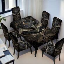 1/4/5/6/7/36 Stücke Halloween Serie Fledermaus Bedruckte Stuhlhussen / Stuhlhussen Set, geeignet für Innenraum Zuhause Restaurant, Hotel Moderne Tägliche Dekoration. Tischdecke geeignet für quadratische Tische, Elastische Stuhlhussen waschbar